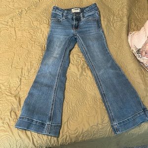 Blue denim Bell bottom jeans for girls.